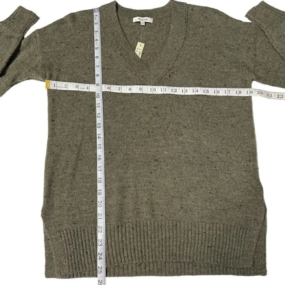 Madewell Sweater Donegal Forest Bartlett V Neck Pullover Green Black Speckled XS